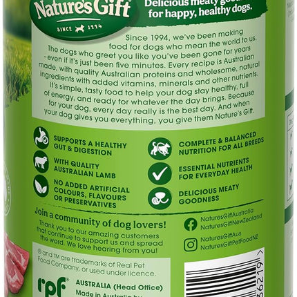 Nature's Gift Adult Wet Dog Food in Can, Casserole with Lamb, Vegetables & Barley 12x700g - Wholesome Mealtime in a Convenient Can, Natural Ingredients with Added Nutrients for Everyday Health