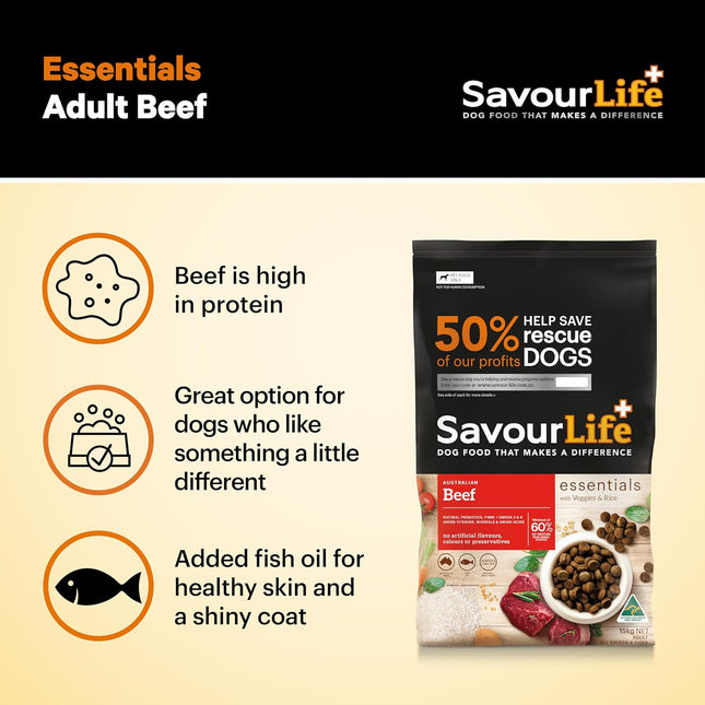 SavourLife Essentials Dog Food, Australian Beef Veggies & Rice, 3kg