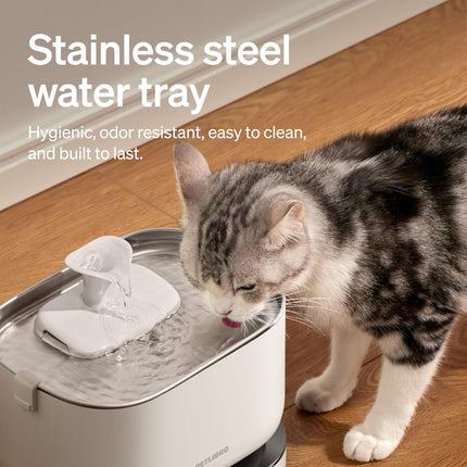 PETLIBRO Cat Water Fountain, Cordless with Stainless Steel Tray, 2.5L White | Dockstream Wireless Water Fountain, Motion Sensor, Rechargeable Battery, Quiet Pump, Easy Clean, Up to 30-Day Battery Life