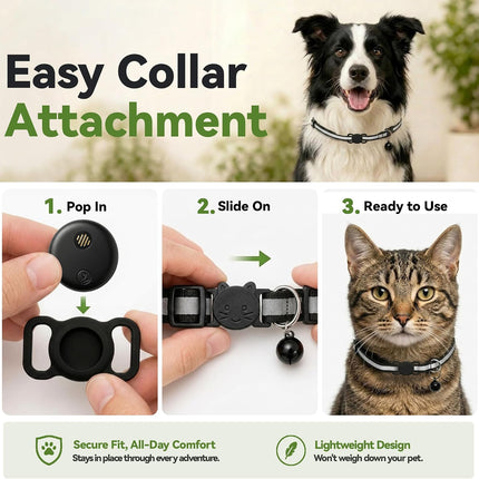 Dog Tracker, GPS Tracker for Dogs with Real-Time Location Tracking, No Monthly Fee or SIM, IP68 , iOS Only (Black)