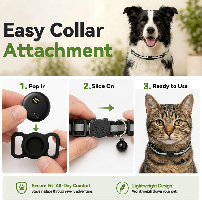 Dog Tracker, GPS Tracker for Dogs with Real-Time Location Tracking, No Monthly Fee or SIM, IP68 , iOS Only (Black)