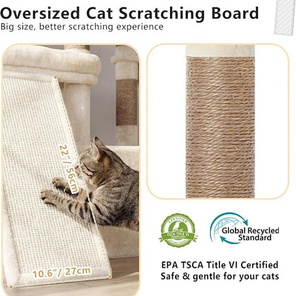 Heybly Cat Tree, 184 cm Anti-Tip Cat Tower for Large Cats, All-in-One,Beige