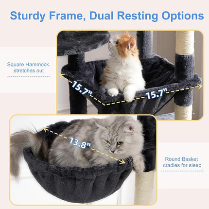 Heybly Cat Tree, 76-Inch Tall Heavy Duty Cat Tower for Big Cats HCT039G