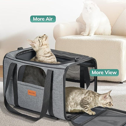 Morpilot Cat Carrier with Wheels Airline Approved, Pet Dog Carrier Dark Gray