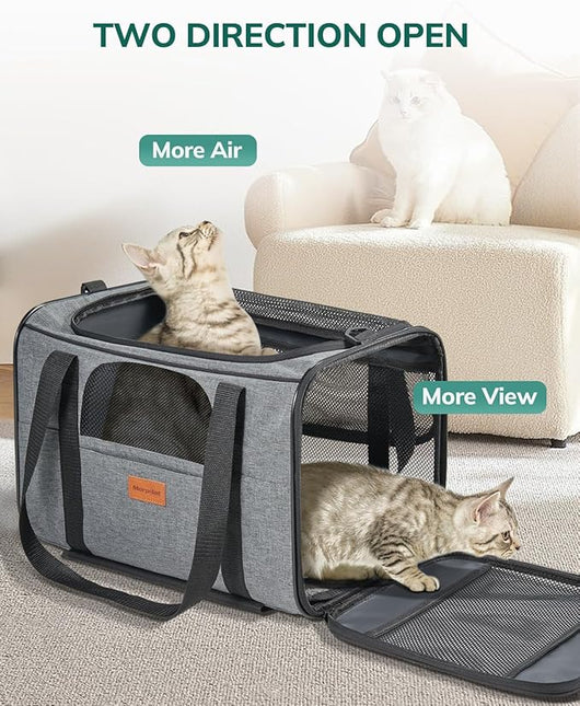 Morpilot Cat Carrier with Wheels Airline Approved, Pet Dog Carrier Dark Gray