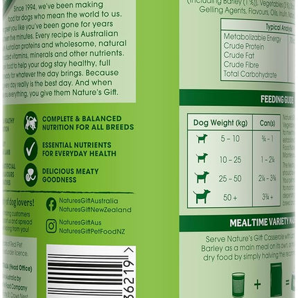 Nature's Gift Adult Wet Dog Food in Can, Casserole with Lamb, Vegetables & Barley 12x700g - Wholesome Mealtime in a Convenient Can, Natural Ingredients with Added Nutrients for Everyday Health