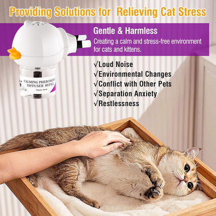 Cat Calming Pheromone Diffuser Reduces Conflict Between Cats Effective Anxiety Relief 48ML 2 Fits All Cats