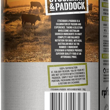 Stockman & Paddock Adult Wet Dog Food, 5 Kinds of Meat 12x700g - Real Australian Meat for Complete Nutrition, A Hearty Meal Dogs Love