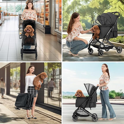Medium Dog Stroller, Kenyone Pet Stroller for Medium Dogs Up to 55lbs, Lightweight Aluminum Frame, One Click Folding