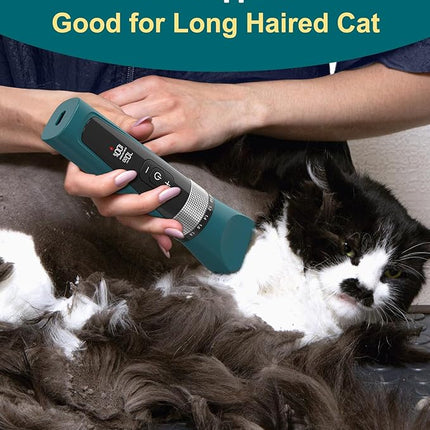 oneisall Cat Clippers for Matted Hair, 5-Speed Quiet Cat Grooming kit(Green)