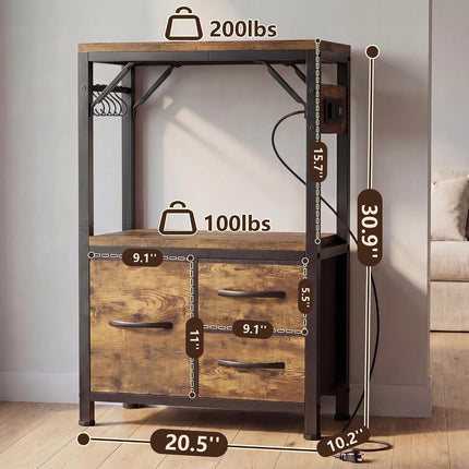 Heybly 5-10Gal Fish Tank Stand with Drawer, Power Outlet,200lbs HAS002SSR-1 |  20.5" × 10.2" Top, Rustic Brown