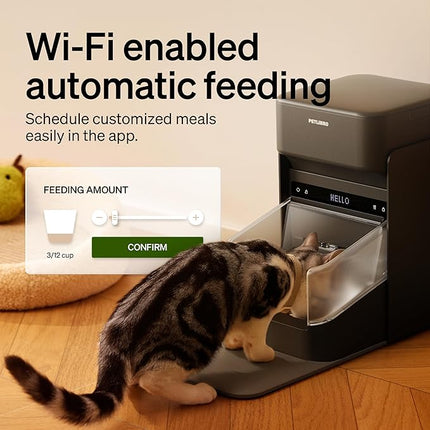 PETLIBRO One RFID Automatic Cat Feeder, Collar-Activated Selective Feeding for Multi-Cat Households, Stops Food Stealing, App Remote Control, Adjustable Lid, 3L Black, Includes AU Adapter & Tag