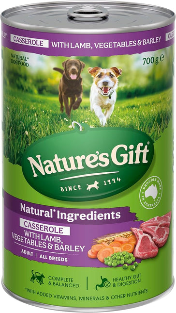 Nature's Gift Adult Wet Dog Food in Can, Casserole with Lamb, Vegetables & Barley 12x700g - Wholesome Mealtime in a Convenient Can, Natural Ingredients with Added Nutrients for Everyday Health