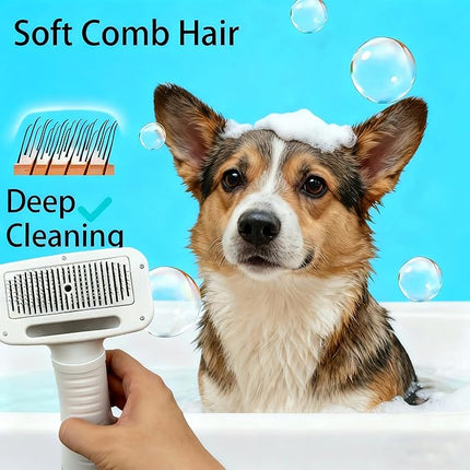 Dog Grooming Dryer, Pet Hair Dryer with Slicker Brush 2-in-1 for Dogs and Cats, Lightweight, Quiet, Adjustable Temp Perfect for Small to Medium Pets