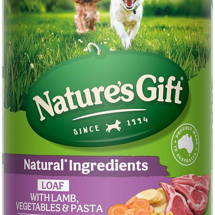 Nature's Gift Adult Wet Dog Food in Can, Loaf Lamb Recipe with Vegetables and Pasta 12x700g - Wholesome Mealtime in a Convenient Can, Natural Ingredients with Added Nutrients for Everyday Health