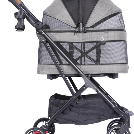 ROODO 2026 Upgraded Version 3-in-1 Dog Cat Stroller with Detachable Carrier Folding Lightweight Portable Travel Pet Gear All-Terrain Puppy Doggie Kitty Bunny Stroller for 35 lbs(Grey Lattice)