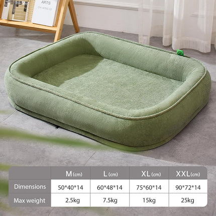 Removable Washable Dog Bed Calming Anti-Anxiety Pet Bed Rectangle Crate Mattress (75 * 60 * 14cm,Dark Green)