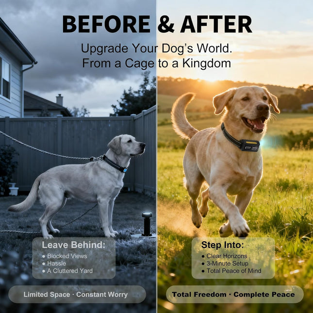 GPS Wireless Dog Fence System – Electric Anti Escape Collar, No Subscription, 3 Modes,Circular 65-9,840 ft & Irregular Fence