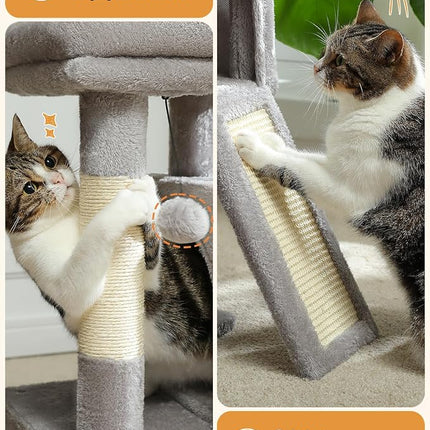 PAWZ Road 30" Cat Tower, Small Cat Tree with 2 Condos for Indoor Cats