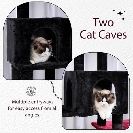 Hey-brother Cat Tree Tower with Stable Extended Base, 3 Platforms, MPJ038BR