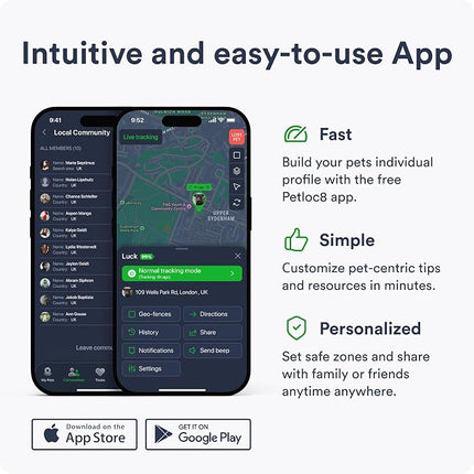 Petloc8 Dog GPS Tracker for Dogs, 4G LTE Real Time Tracking & Geo-Fence Alert,(Subscription Required)