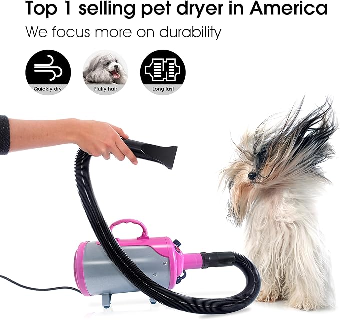SHELANDY Pet hair force dryer Dog grooming blower with heater