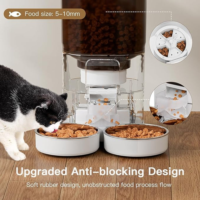UMOMO Automatic Cat Feeder 7L Double Bowl Feeder, 1080P HD Camera Live Video, Night Vision 2-Way Audio, WiFi & App Remote Control, Programmable Pet Feeder, Smart Timed Dry Food Dispenser 2 Cats Dogs