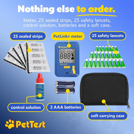 PetTest PetLink+ Glucose Monitor Kit for Dogs and Cats, Wireless App Sync