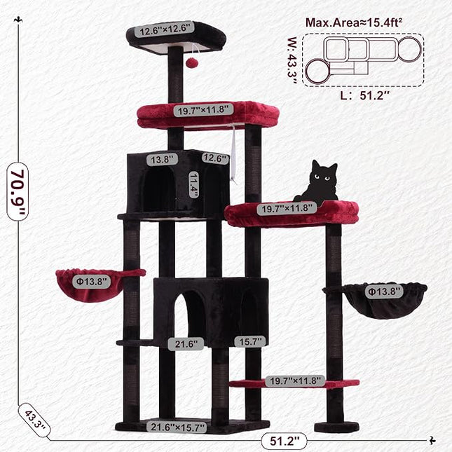 Hey-brother Cat Tree Tower with Stable Extended Base, 3 Platforms, MPJ038BR