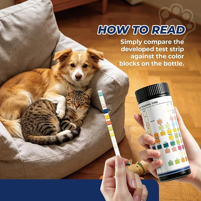 Cat & Dog Urine Test Strips 10-Parameter 100ct, Diabetes Testing, Blood Ketone Testing UTI Test Kit, Glucose, Nitrite, Specific Gravity, pH, Protein, Leukocycles & More.1 Pack