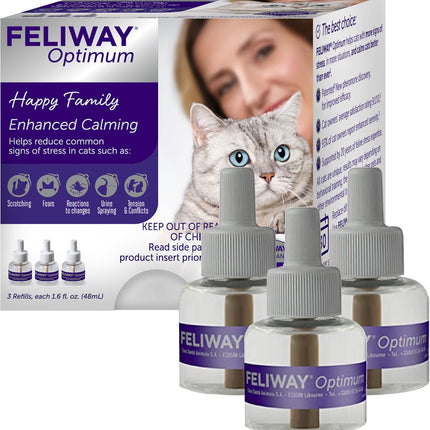 FELIWAY Optimum, Enhanced Calming Pheromone 30-Day Refill – 3 Pack
