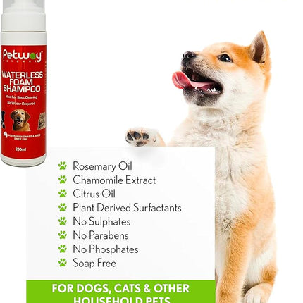 Petway Petcare Waterless Foam Shampoo For Dogs And Cats, 200ml