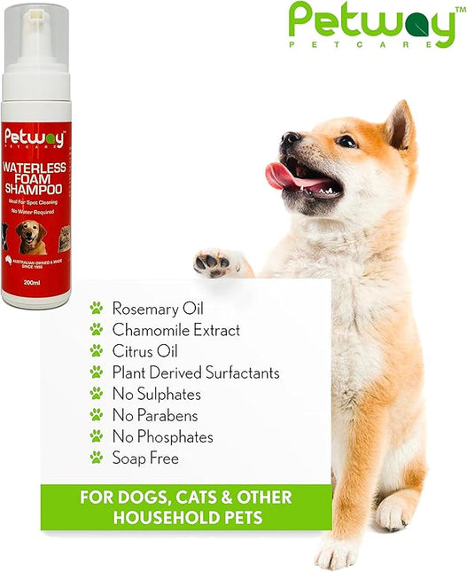 Petway Petcare Waterless Foam Shampoo For Dogs And Cats, 200ml