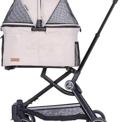 ROODO 2026 Upgraded Version 3 in 1 Dog Cat Stroller with Detachable Carrier Lightweight Folding Portable All Terrain Pet Travel System Puppy Kitty Doggie Bunny Stroller for 30lbs(Light Khaki)