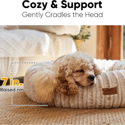 FUKUMARU Dog Bed, Calming Donut Dog Beds for Anxious Dogs, Modern Aesthetic Cat Bed with Gradient Print