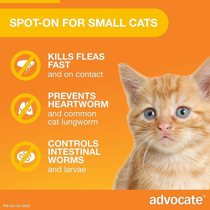 Advocate Cat, Monthly Spot-On Protection from Fleas, Heartworm and Worms,1 Pack