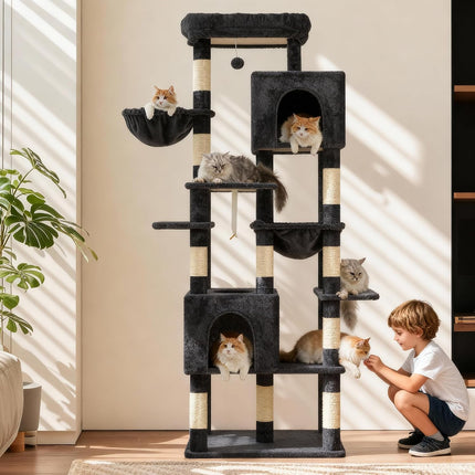 Heybly Cat Tree, 76-Inch Tall Heavy Duty Cat Tower for Big Cats HCT039G