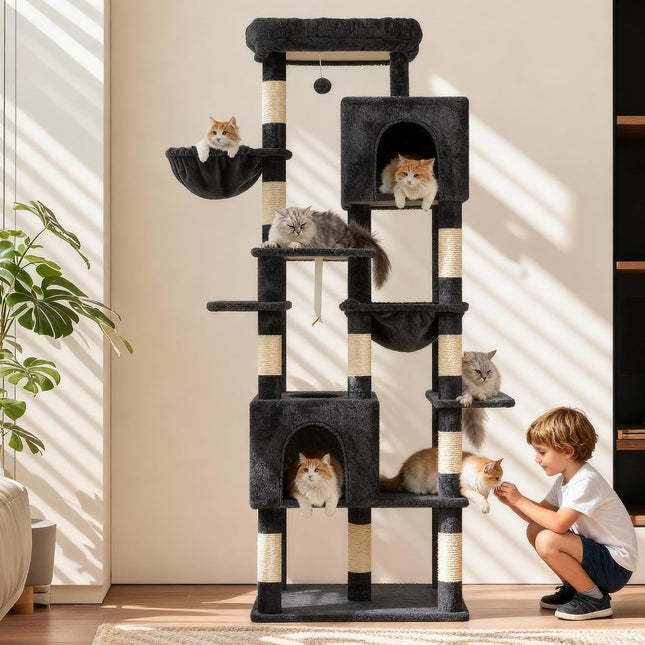 Heybly Cat Tree, 76-Inch Tall Heavy Duty Cat Tower for Big Cats HCT039G