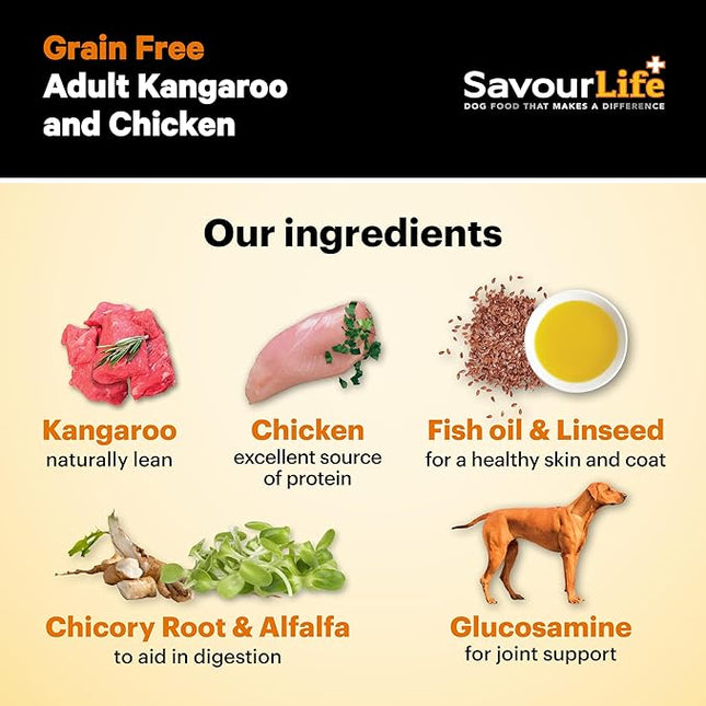 SavourLife Grain Free, Dog Food, Kangaroo & Chicken - High Protein, 2.5kg