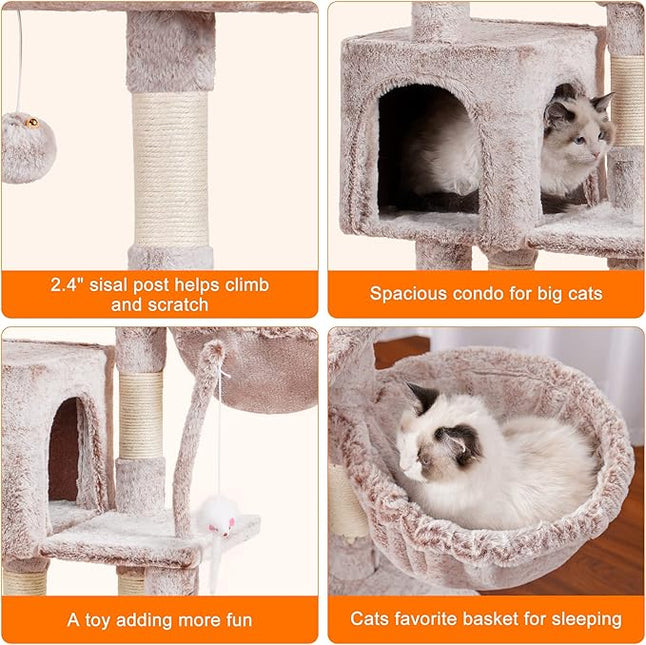 Heybly 110cm Cat Tree with Toy, Cat Tower for Indoor Cats,  Multi-Level House for Kittens, Muchroom HCT004SMU