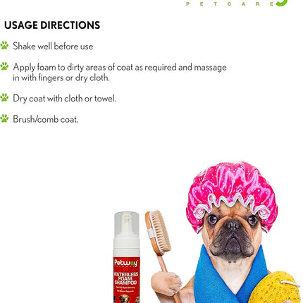 Petway Petcare Waterless Foam Shampoo For Dogs And Cats, 200ml