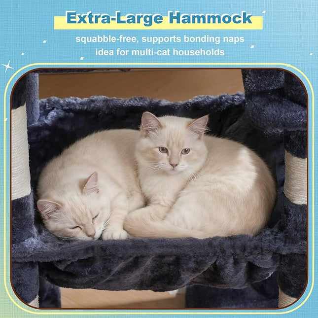 Hey-brother Cat Tree Tower with 3 Condos, Step Climbing Pathway MPJ081G