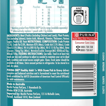 PURINA ONE Adult Wet Cat Food Oceanfish in Gravy Pouch 36x70g