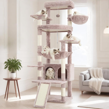 Heybly Tall Cat Tree for Large Cats, 80-inch Multi-Level Cat Tower for Indoor Cats, Muchroom