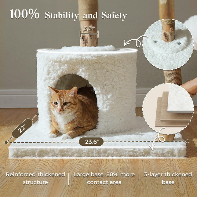 PAWZ Road Solid Cat Tree, Large Cat Tower for Indoor Cats with Large Cozy Hammock (Dia=40cm)