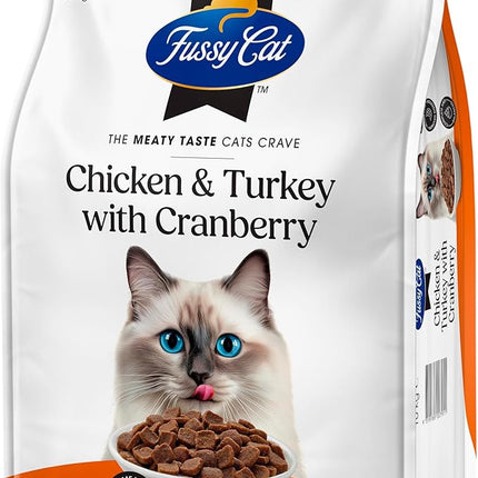 Fussy Cat Grain Free Adult Dry Cat Food, Chicken & Turkey with Cranberry 10Kg - Australian Made