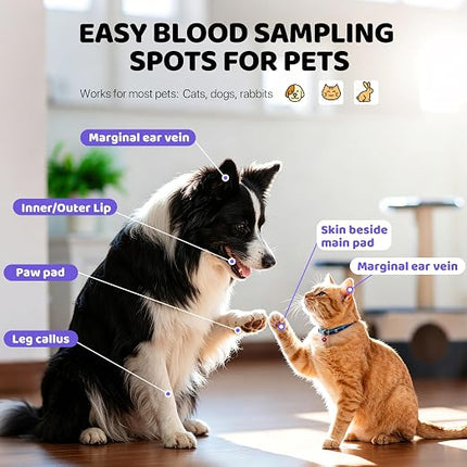 LinkSun Pet Glucose Monitor Kit, 100 Strips+Lancets, For Dogs, Cats, Rabbit