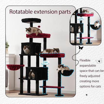 Hey-brother Cat Tree Tower with Stable Extended Base, 3 Platforms, MPJ038BR