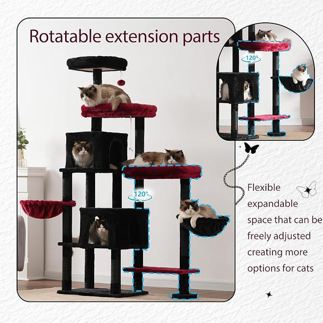 Hey-brother Cat Tree Tower with Stable Extended Base, 3 Platforms, MPJ038BR