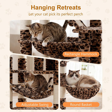 Heybly Cat Tree, 71-Inch-Tall Tower for Indoor Cats with 2 Perches HCT034BW